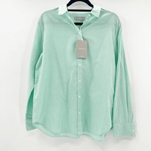 NWT Everlane Striped Button Down Shirt Women's Size 6 Green White Relaxed